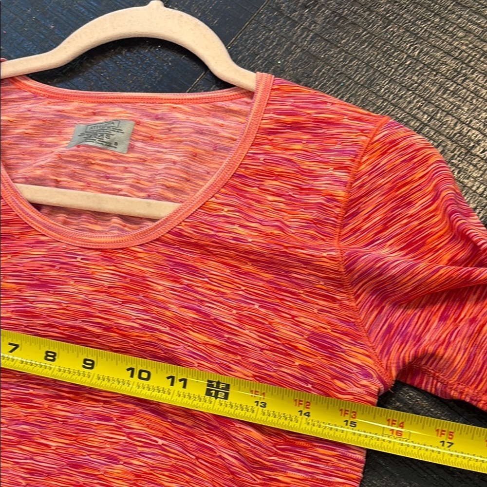 Athleta Orange Space Dye Seamless Short Sleeve Running Shirt Size Small Stretch - Picture 6 of 7